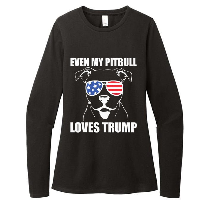 Even My Pitbull Loves Trump Womens CVC Long Sleeve Shirt