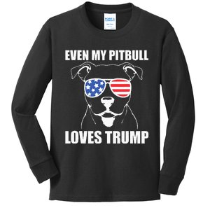 Even My Pitbull Loves Trump Kids Long Sleeve Shirt