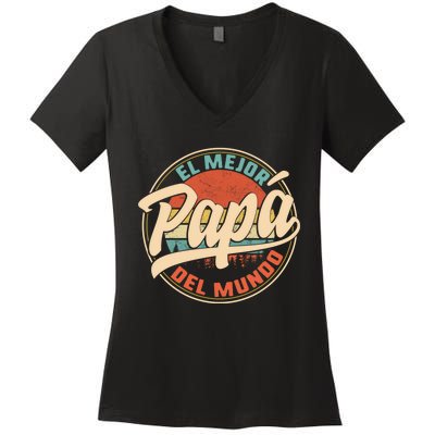 El Mejor Papa Del Mundo CumpleañOs Regalo Del DíA Del Padre Women's V-Neck T-Shirt