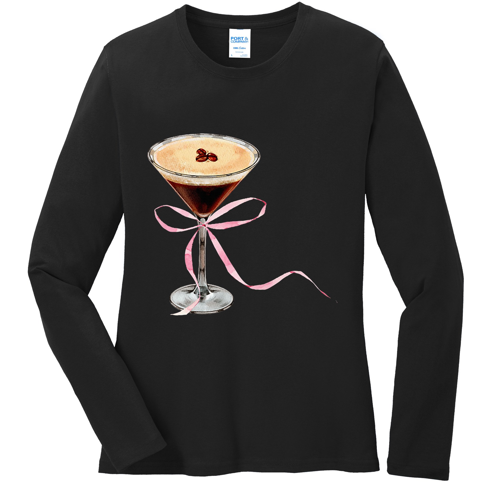 Espresso Martini P.I.N.K Bow Ladies Long Sleeve Shirt