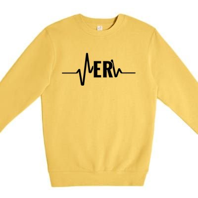 Emergency Medicine Physician Nurse Er Heartbeat Gift Premium Crewneck Sweatshirt