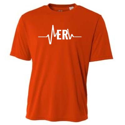 Emergency Medicine Physician Nurse Er Heartbeat Gift Cooling Performance Crew T-Shirt