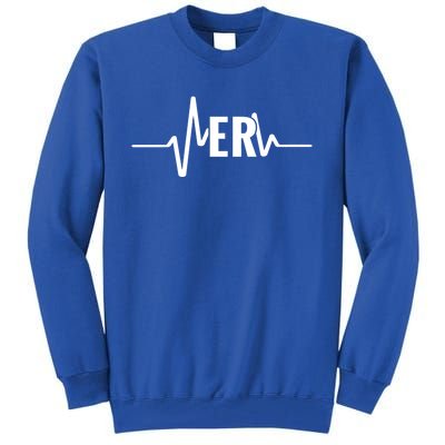 Emergency Medicine Physician Nurse Er Heartbeat Gift Tall Sweatshirt