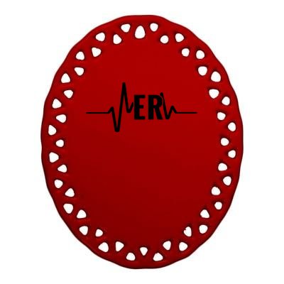 Emergency Medicine Physician Nurse Er Heartbeat Gift Ceramic Oval Ornament