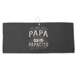 El Mejor Papa Del Mundo Camiseta En Espanol Padre Latino Large Microfiber Waffle Golf Towel