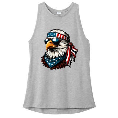 Eagle Mullet Patriotic 4th Of July Patriot Usa Ladies PosiCharge Tri-Blend Wicking Tank