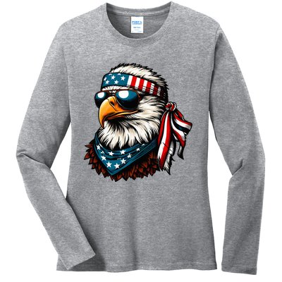 Eagle Mullet Patriotic 4th Of July Patriot Usa Ladies Long Sleeve Shirt