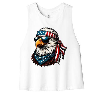 Eagle Mullet Patriotic 4th Of July Patriot Usa Women's Racerback Cropped Tank