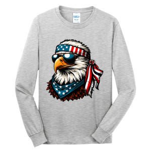 Eagle Mullet Patriotic 4th Of July Patriot Usa American Flag Tall Long Sleeve T-Shirt