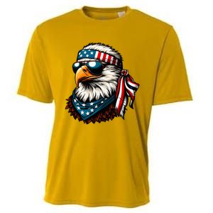 Eagle Mullet Patriotic 4th Of July Patriot Usa American Flag Cooling Performance Crew T-Shirt