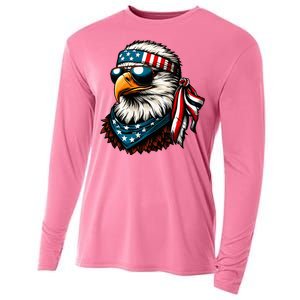 Eagle Mullet Patriotic 4th Of July Patriot Usa American Flag Cooling Performance Long Sleeve Crew