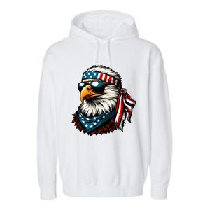 Eagle Mullet Patriotic 4th Of July Patriot Usa American Flag Garment-Dyed Fleece Hoodie