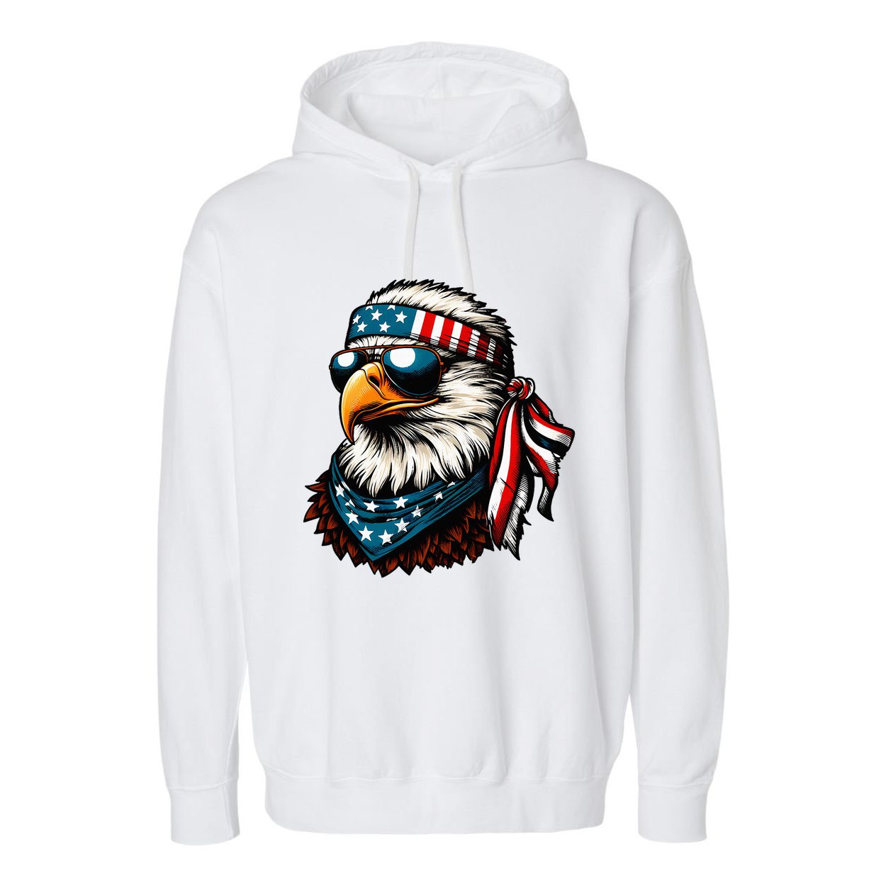 Eagle Mullet Patriotic 4th Of July Patriot Usa American Flag Garment-Dyed Fleece Hoodie