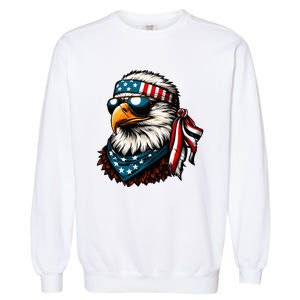 Eagle Mullet Patriotic 4th Of July Patriot Usa American Flag Garment-Dyed Sweatshirt