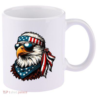 Eagle Mullet Patriotic 4th Of July Patriot Usa American Flag 11oz C Handle Ceramic Mug