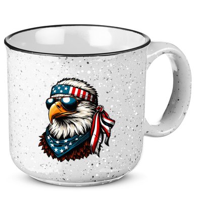 Eagle Mullet Patriotic 4th Of July Patriot Usa American Flag 15oz Campfire Ceramic Mug
