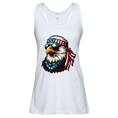 Eagle Mullet Patriotic 4th Of July Patriot Usa American Flag Ladies Essential Flowy Tank