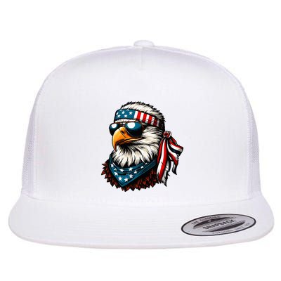 Eagle Mullet Patriotic 4th Of July Patriot Usa American Flag Flatbill Hat