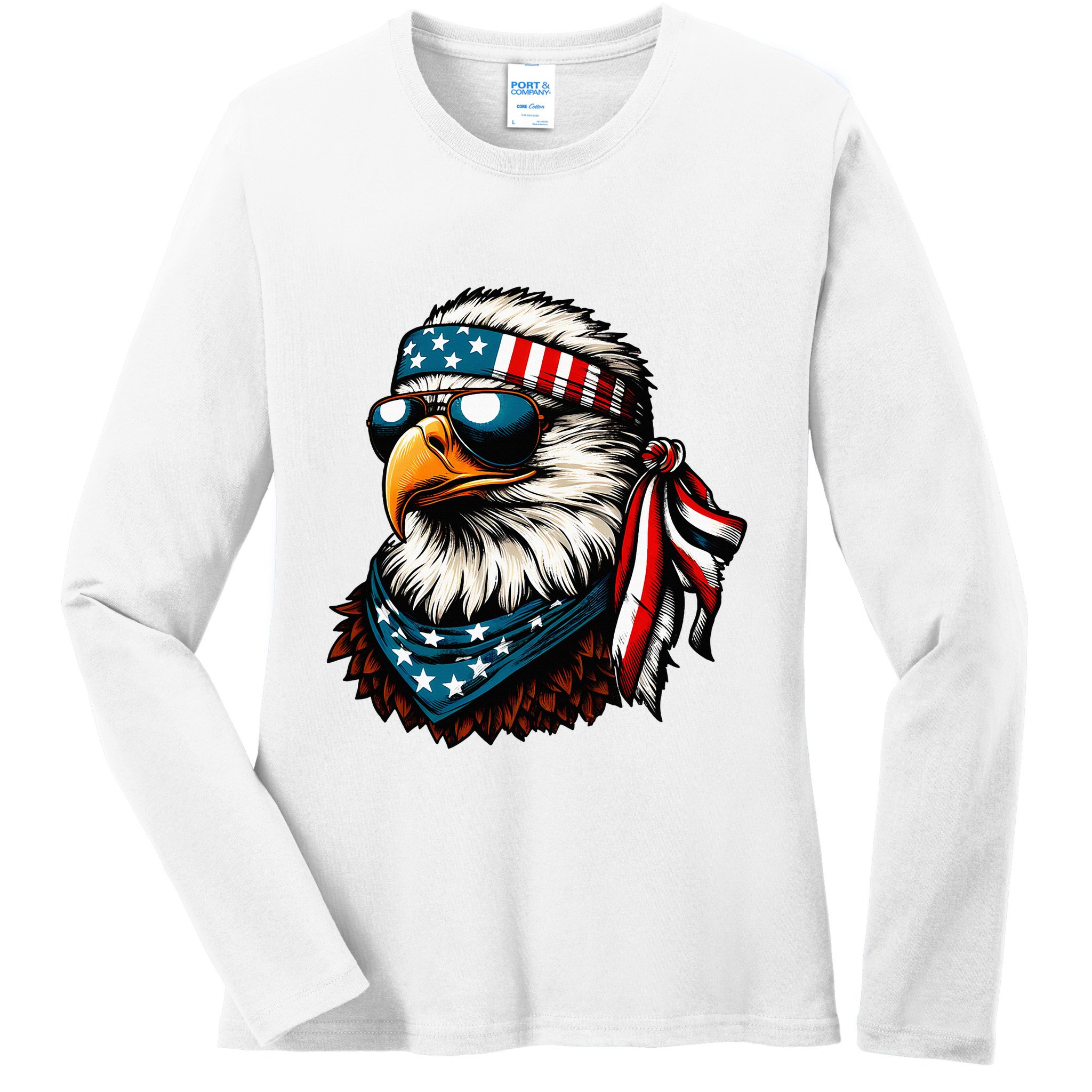 Eagle Mullet Patriotic 4th Of July Patriot Usa American Flag Ladies Long Sleeve Shirt