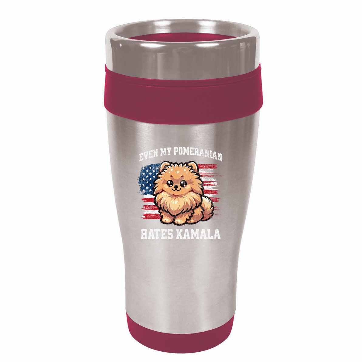 Even My Pomeranian Hates Kamala Funny Election Republican 16oz Travel Tumbler