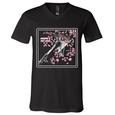 Empathy Is Not Weak Animae e Axe Floral V-Neck T-Shirt