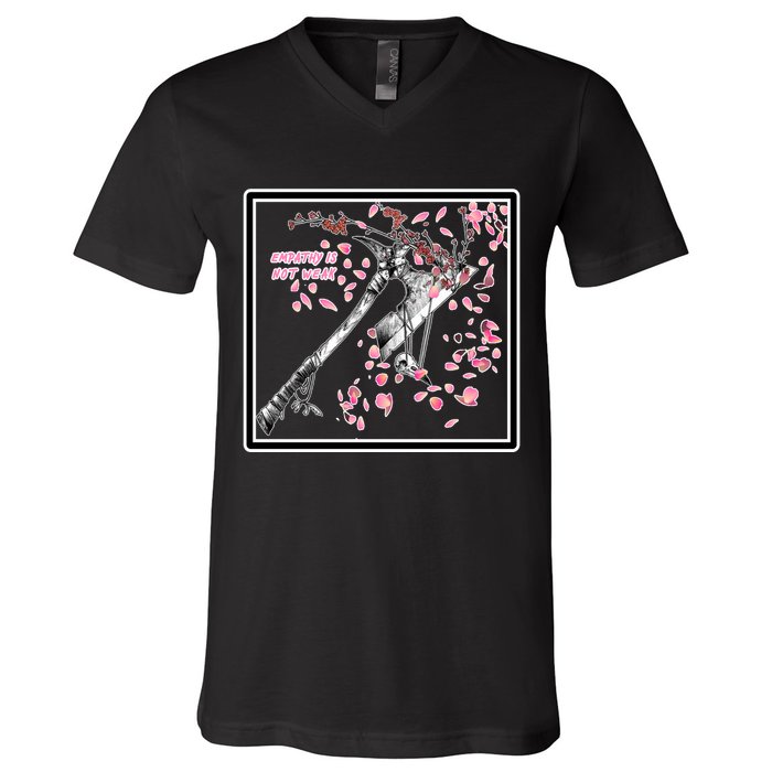Empathy Is Not Weak Animae e Axe Floral V-Neck T-Shirt