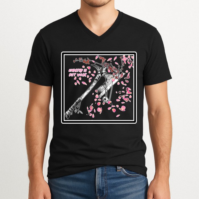 Empathy Is Not Weak Animae e Axe Floral V-Neck T-Shirt