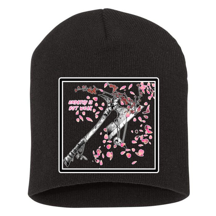 Empathy Is Not Weak Animae e Axe Floral Short Acrylic Beanie