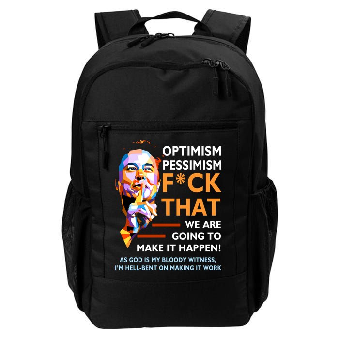 Elon Musk Quote Optimism Pessimism Backpack