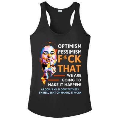 Elon Musk Quote Optimism Pessimism Ladies PosiCharge Competitor Racerback Tank