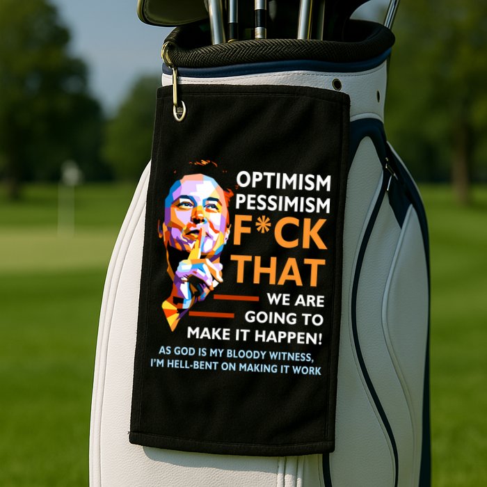 Elon Musk Quote Optimism Pessimism Golf Towel
