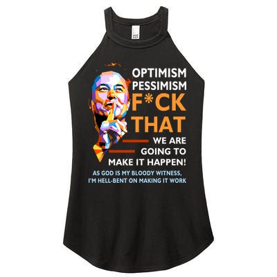 Elon Musk Quote Optimism Pessimism Women's Perfect Tri Rocker Tank