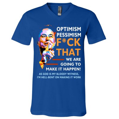 Elon Musk Quote Optimism Pessimism V-Neck T-Shirt