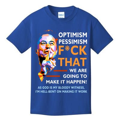 Elon Musk Quote Optimism Pessimism Kids T-Shirt