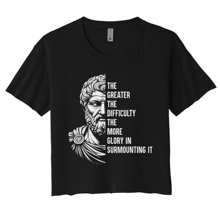 Epictetus Motivational Quote Greek Stoic Philosopher Women's Crop Top Tee