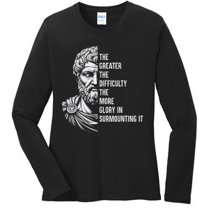 Epictetus Motivational Quote Greek Stoic Philosopher Ladies Long Sleeve Shirt