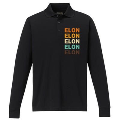 Elon Musk Retro Performance Long Sleeve Polo