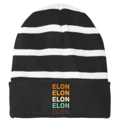 Elon Musk Retro Striped Beanie with Solid Band