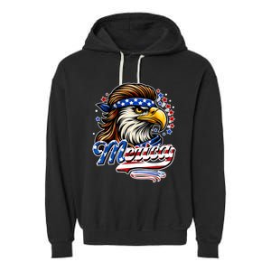 Eagle Merica Red White Blue American Independence Day Garment-Dyed Fleece Hoodie