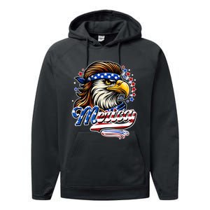 Eagle Merica Red White Blue American Independence Day Performance Fleece Hoodie