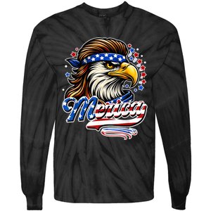 Eagle Merica Red White Blue American Independence Day Tie-Dye Long Sleeve Shirt