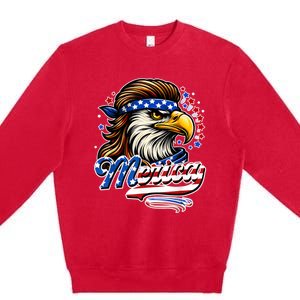 Eagle Merica Red White Blue American Independence Day Premium Crewneck Sweatshirt