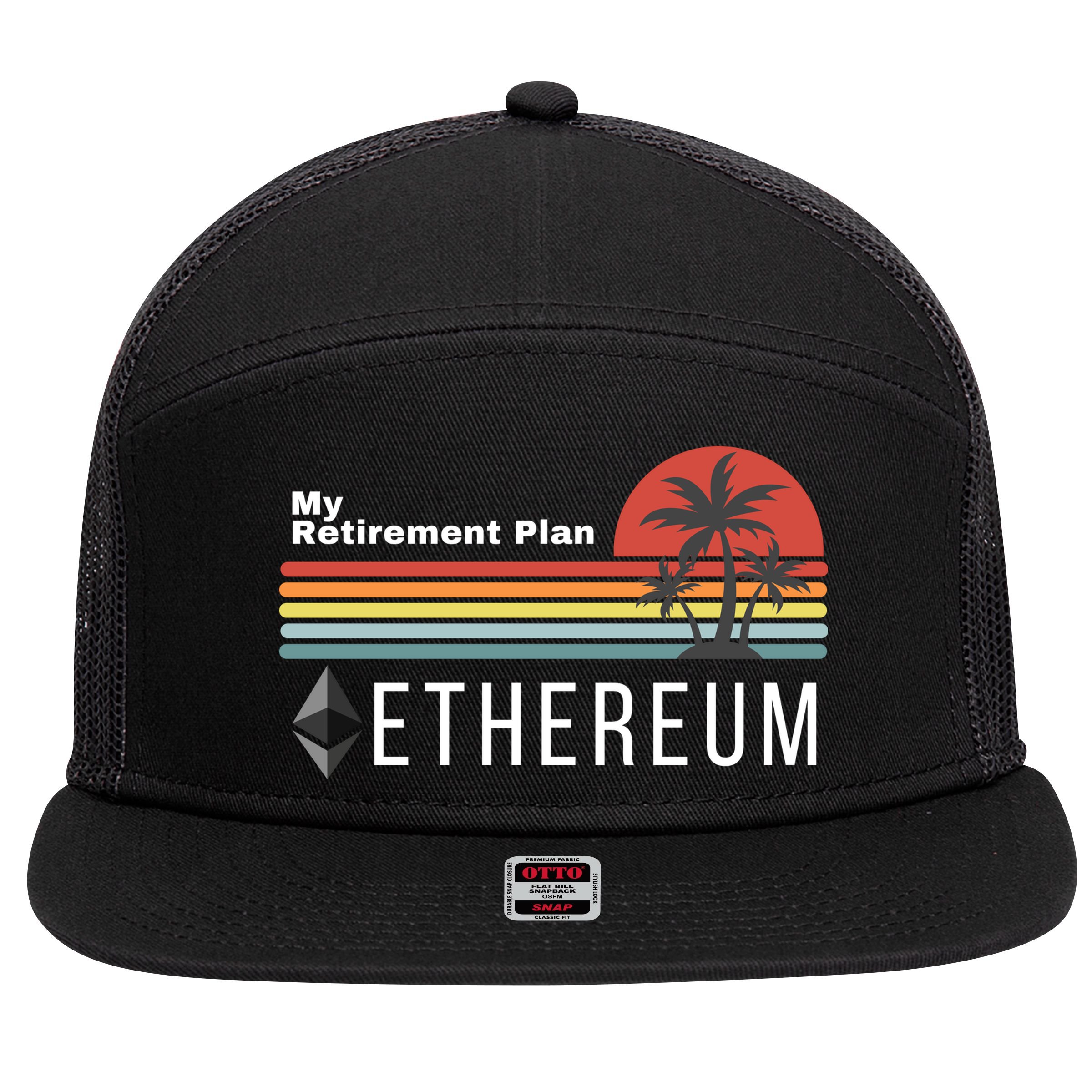 Ethereum My Retirement Plan Blockchain ETH Crypto HODL ETH 7 Panel Mesh Trucker Snapback Hat