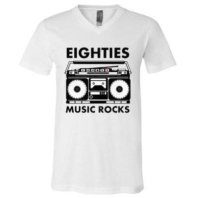 Eighties Music Rocks V-Neck T-Shirt