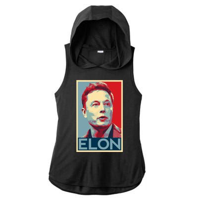 Elon Musk Retro Ladies PosiCharge Tri-Blend Wicking Draft Hoodie Tank