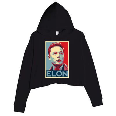 Elon Musk Retro Crop Fleece Hoodie