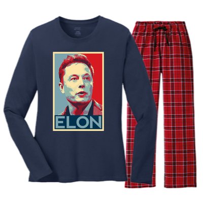 Elon Musk Retro Women's Long Sleeve Flannel Pajama Set 