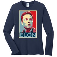 Elon Musk Retro Ladies Long Sleeve Shirt