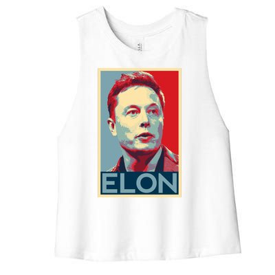 Elon Musk Retro Women's Racerback Cropped Tank