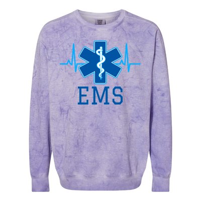 EMS Emergency Medical Services Pulse Logo Colorblast Crewneck Sweatshirt